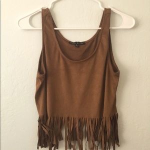Cropped Fringe Tank Top